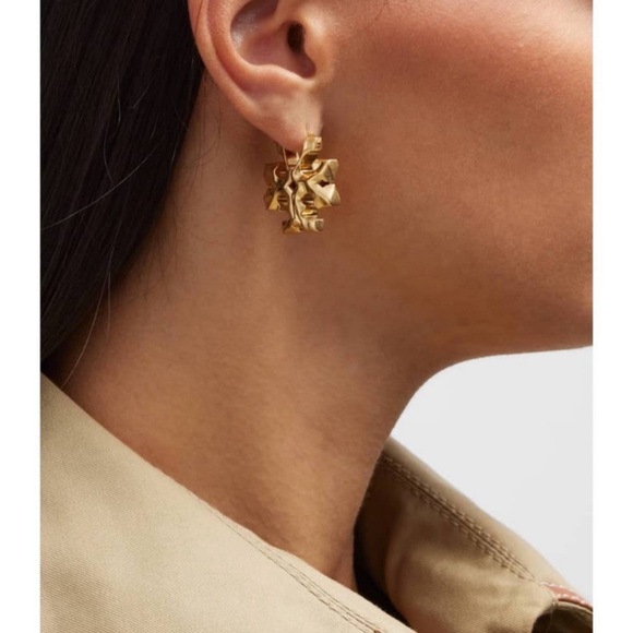 NWOT Tory Burch Gold Statement Earrings - Picture 2 of 7